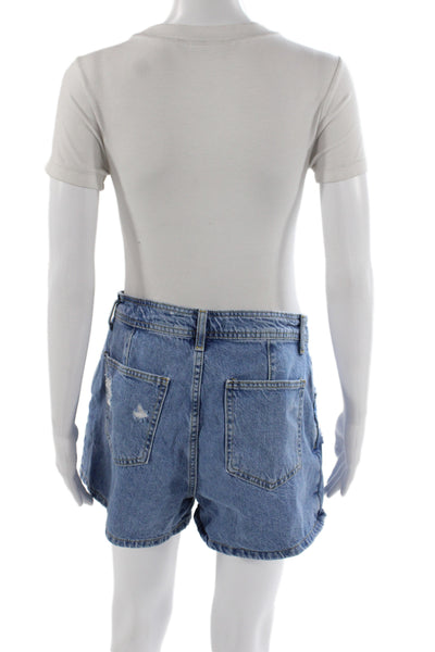 Zara Women Mini Blue Denim Skort Button Size M