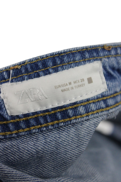 Zara Women Mini Blue Denim Skort Button Size M