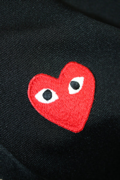 Play Comme Des Garcons Mens Pullover Hoodie Black Heart Drawstring Size L