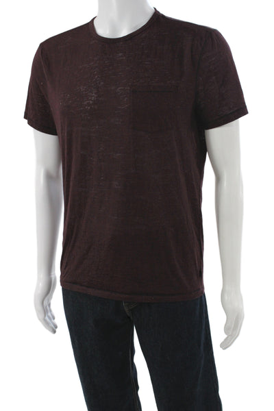 John Varvatos Star USA Mens Basic Brown Crew Neck Short Sleeve T-Shirt Size M