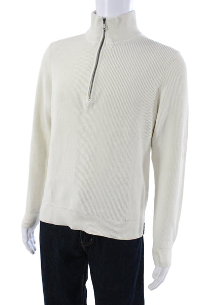 Todd Snyder Mens Pullover Sweater Ivory Mock Neck Cotton Size M