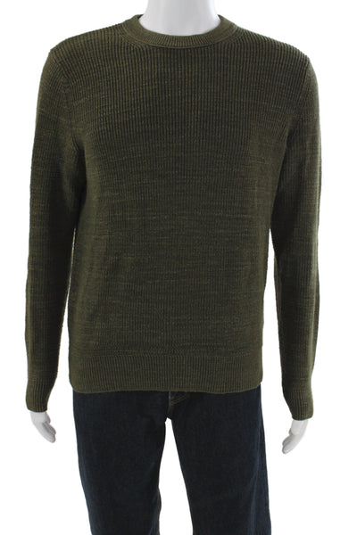 Buck Mason Mens Pullover Sweater Green 100% Cotton Crew Neck Long Sleeve Size M