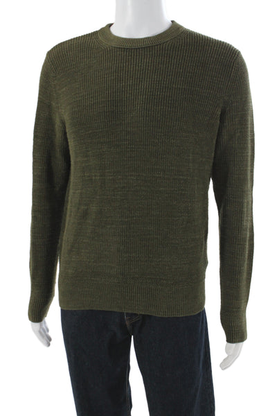 Buck Mason Mens Pullover Sweater Green 100% Cotton Crew Neck Long Sleeve Size M