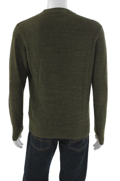 Buck Mason Mens Pullover Sweater Green 100% Cotton Crew Neck Long Sleeve Size M