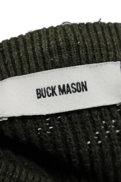 Buck Mason Mens Pullover Sweater Green 100% Cotton Crew Neck Long Sleeve Size M