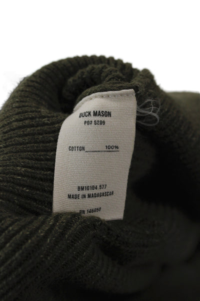 Buck Mason Mens Pullover Sweater Green 100% Cotton Crew Neck Long Sleeve Size M