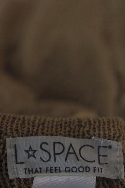 L Space Womens Sweater Dress Brown V-Neck Long Sleeve Acrylic Size M