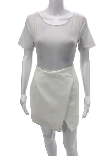 Keepsake Womens Mini Skort White Zip Solid Polyester Minimalist Size M