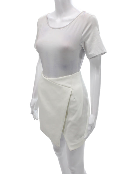Keepsake Womens Mini Skort White Zip Solid Polyester Minimalist Size M