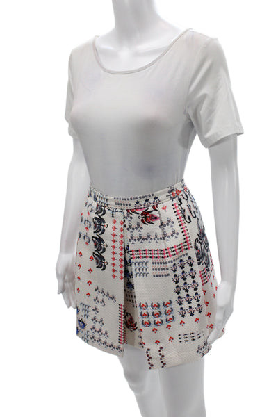 Club Monaco Women White Geometric Bohemian Mini Skort Zip Size 4