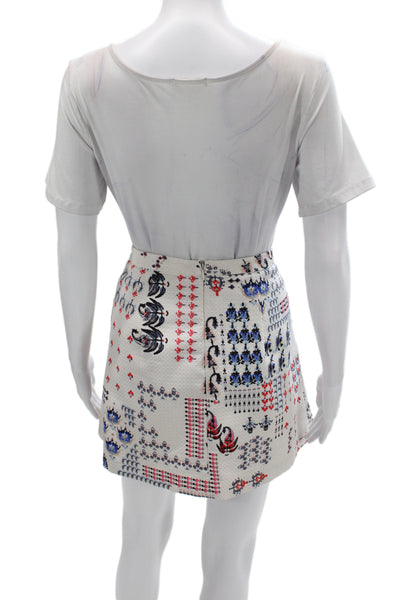 Club Monaco Women White Geometric Bohemian Mini Skort Zip Size 4