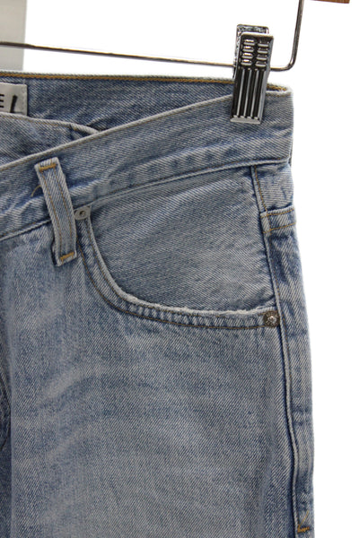 Agolde Women Straight Jeans Blue High Rise Button Fly Inseam 30 Size 23