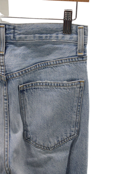 Agolde Women Straight Jeans Blue High Rise Button Fly Inseam 30 Size 23