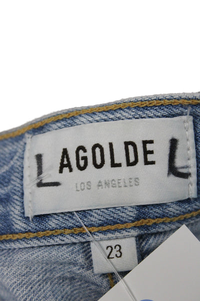 Agolde Women Straight Jeans Blue High Rise Button Fly Inseam 30 Size 23