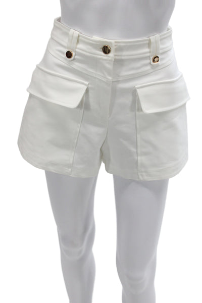 Ramy Brook Women Cargo Shorts White 60% Cotton Button Summer Size 0