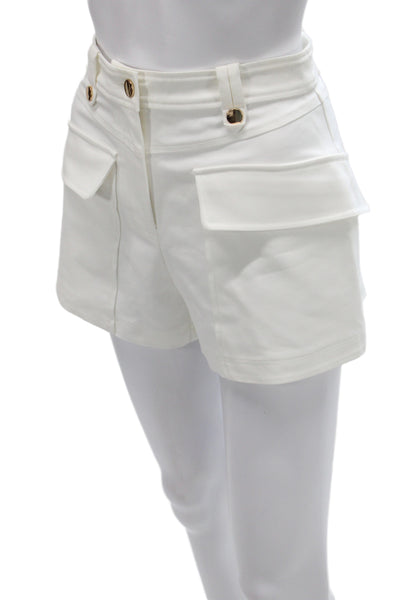 Ramy Brook Women Cargo Shorts White 60% Cotton Button Summer Size 0