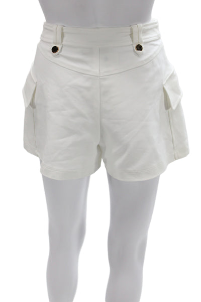 Ramy Brook Women Cargo Shorts White 60% Cotton Button Summer Size 0