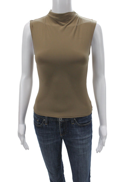 Wilfred Women Basic Brown Sleeveless Mock Neck Tank Pullover Size XS