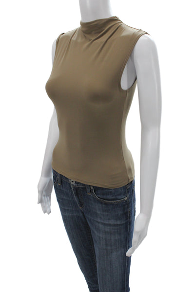 Wilfred Women Basic Brown Sleeveless Mock Neck Tank Pullover Size XS