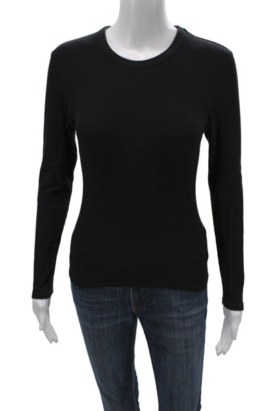 Nude Lucy Womens Basic Black Long Sleeve Crew Neck T Shirt Size XS