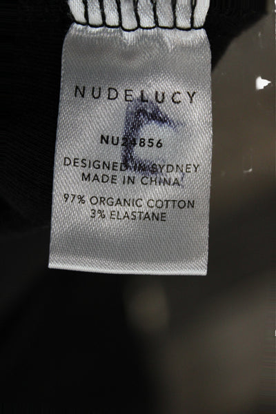 Nude Lucy Womens Basic Black Long Sleeve Crew Neck T Shirt Size XS
