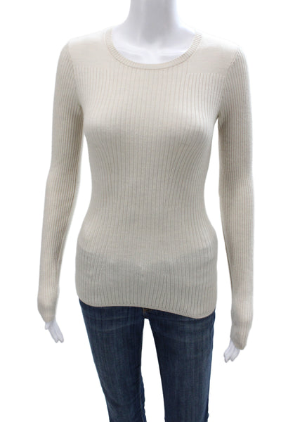 Rag & Bone Womens Pullover Sweater Ivory Wool Crew Neck Long Sleeve Size 2XS