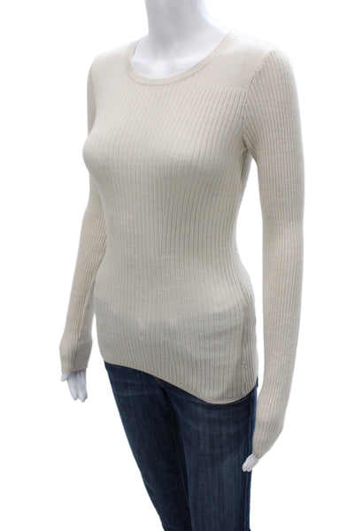 Rag & Bone Womens Pullover Sweater Ivory Wool Crew Neck Long Sleeve Size 2XS