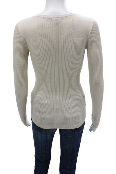 Rag & Bone Womens Pullover Sweater Ivory Wool Crew Neck Long Sleeve Size 2XS