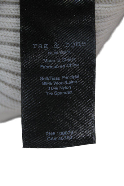 Rag & Bone Womens Pullover Sweater Ivory Wool Crew Neck Long Sleeve Size 2XS