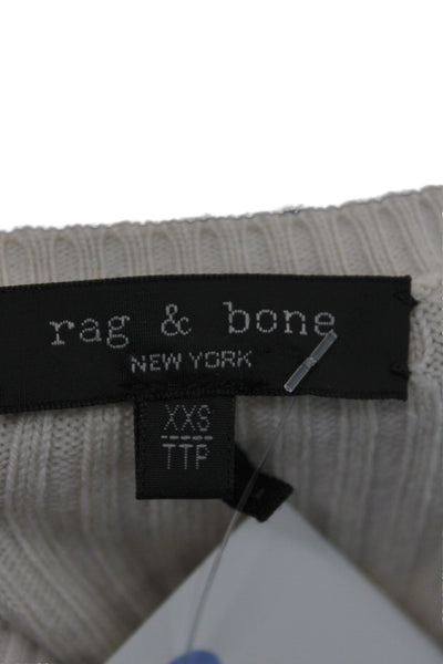 Rag & Bone Womens Pullover Sweater Ivory Wool Crew Neck Long Sleeve Size 2XS