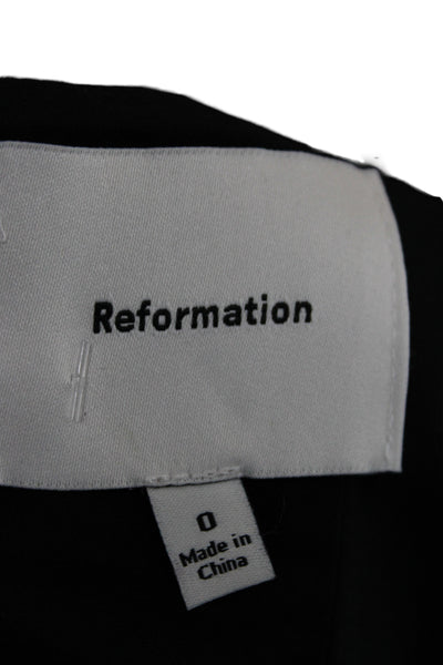 Reformation Womens Black Boat Neck Short Sleeve Basic Blouse Size 0