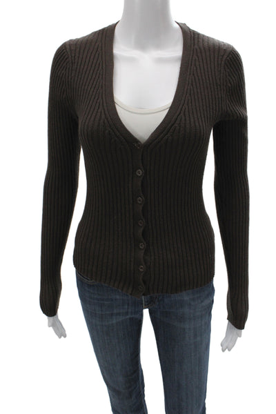 Reformation Womens Brown V-Neck Long Sleeve Cardigan 70% Organic Cotton Size S