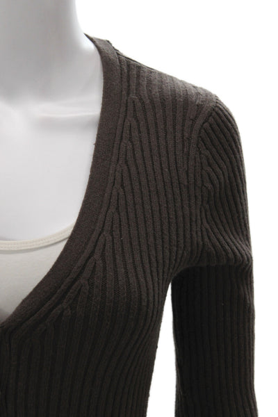 Reformation Womens Brown V-Neck Long Sleeve Cardigan 70% Organic Cotton Size S