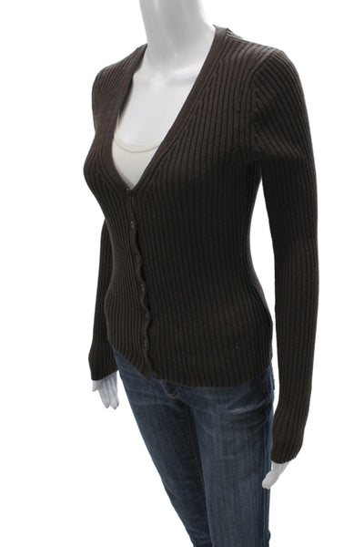 Reformation Womens Brown V-Neck Long Sleeve Cardigan 70% Organic Cotton Size S