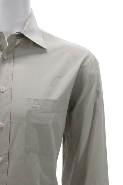 Burberry Brit Mens Button Fornt Long Sleeve Collared Shirt Brown Size Large