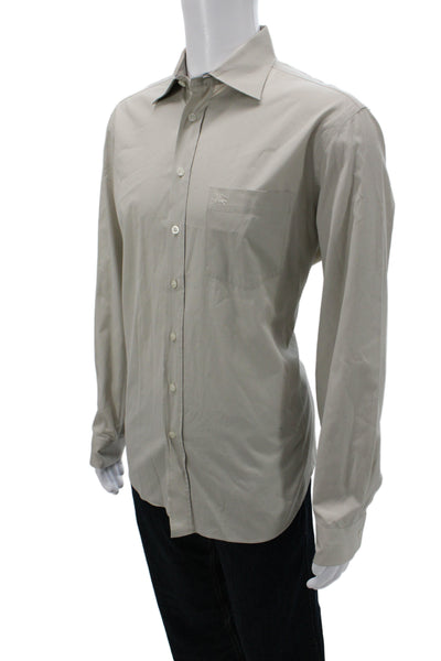 Burberry Brit Mens Button Fornt Long Sleeve Collared Shirt Brown Size Large