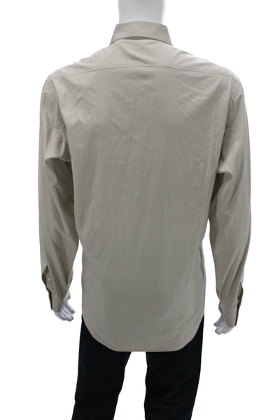 Burberry Brit Mens Button Fornt Long Sleeve Collared Shirt Brown Size Large