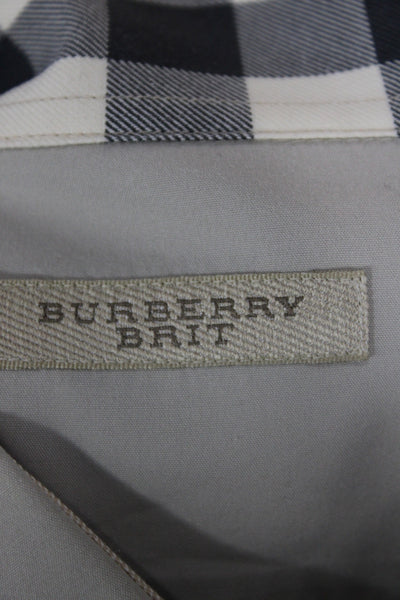 Burberry Brit Mens Button Fornt Long Sleeve Collared Shirt Brown Size Large