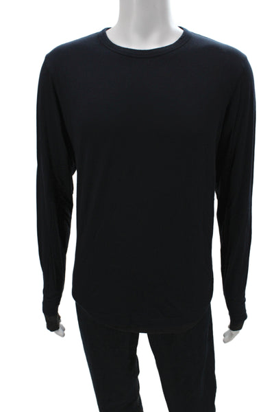 Theory Mens Basic Black Long Sleeve Crew Neck T-Shirt Size L