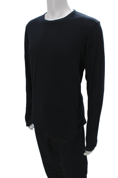 Theory Mens Basic Black Long Sleeve Crew Neck T-Shirt Size L
