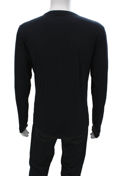 Theory Mens Basic Black Long Sleeve Crew Neck T-Shirt Size L