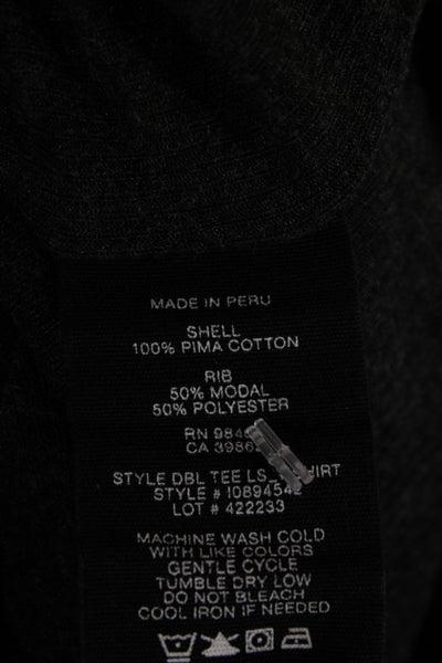 Theory Mens Basic Black Long Sleeve Crew Neck T-Shirt Size L