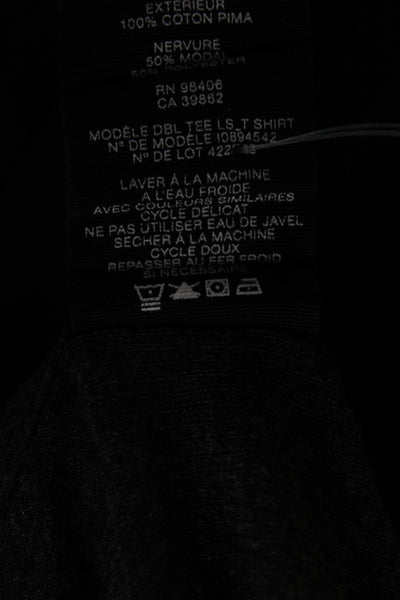 Theory Mens Basic Black Long Sleeve Crew Neck T-Shirt Size L
