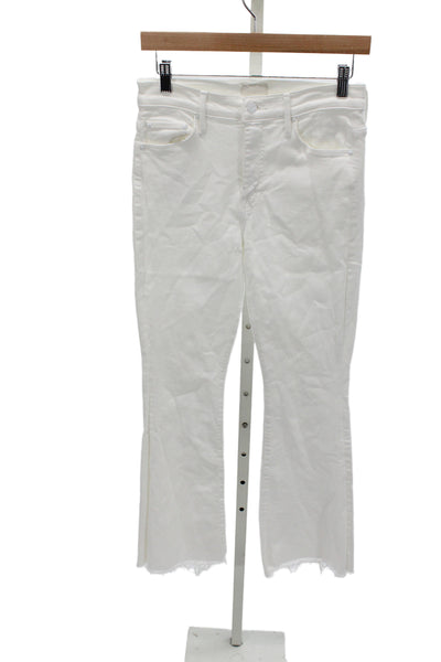 Mother Womens Bootcut White Jeans High Rise Button Cotton Size 27