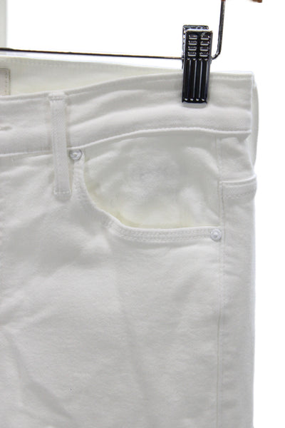 Mother Womens Bootcut White Jeans High Rise Button Cotton Size 27