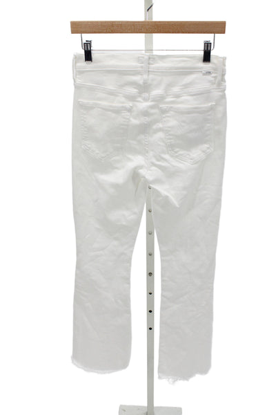 Mother Womens Bootcut White Jeans High Rise Button Cotton Size 27