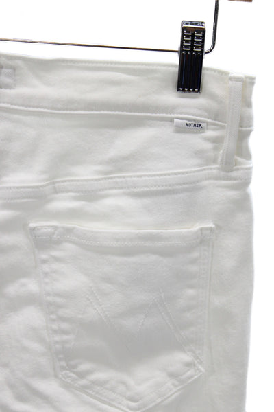 Mother Womens Bootcut White Jeans High Rise Button Cotton Size 27