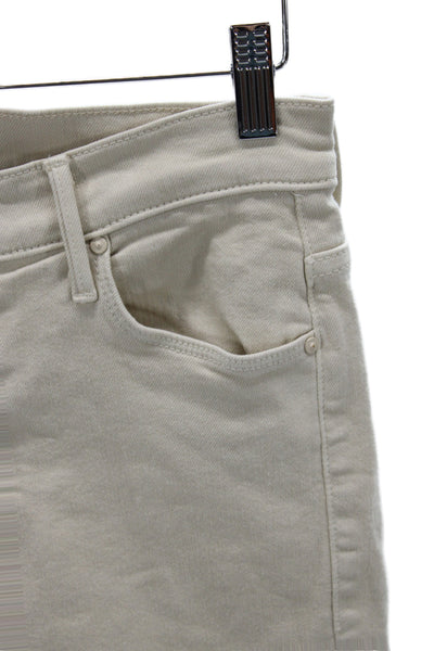 Mother Womens Flared Jeans Beige Mid Rise Cotton Button Closure Size 27