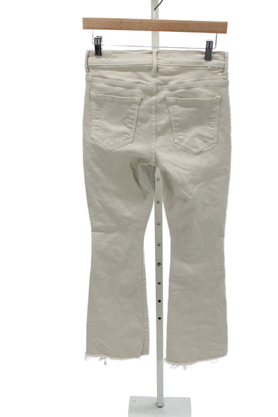 Mother Womens Flared Jeans Beige Mid Rise Cotton Button Closure Size 27