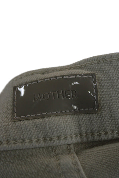 Mother Womens Flared Jeans Beige Mid Rise Cotton Button Closure Size 27